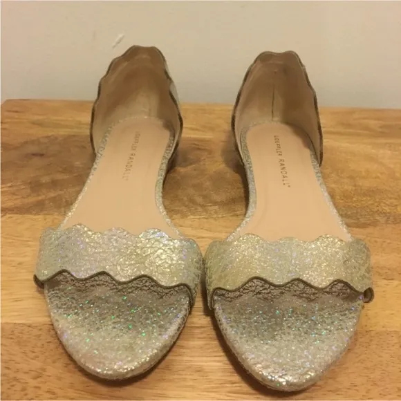 RARE Loeffler Randall Lina Holographic Flat Sandals in Silver Sparkle