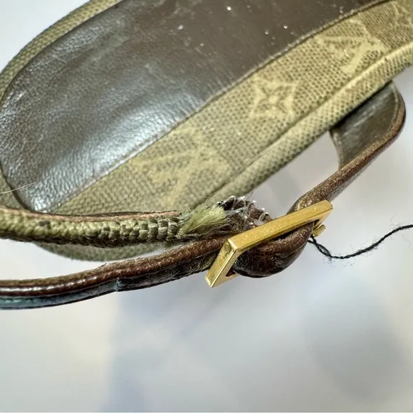 Rare Louis Vuitton Monogram Canvas Slingback Pumps With Leather Trim, Size 40