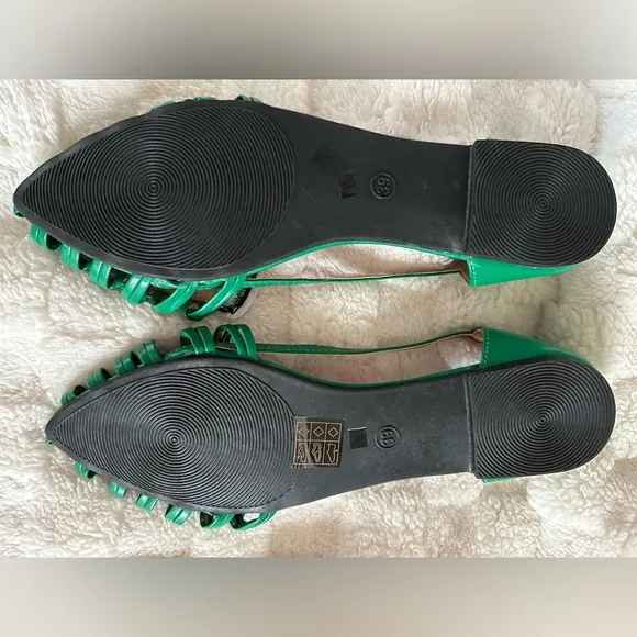 RARE NWT Vintage Lulu Hun Green &amp; Red Huarache Style Watermelon Flats Size 8/39
