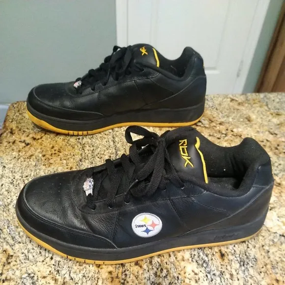 Rare Reebok Pittburgh Steelers NFL Official Shoes 12 Shoes Black Yellow