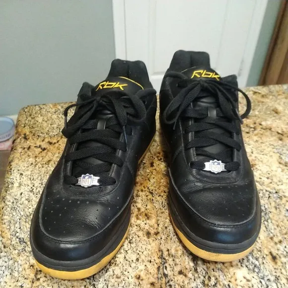 Rare Reebok Pittburgh Steelers NFL Official Shoes 12 Shoes Black Yellow