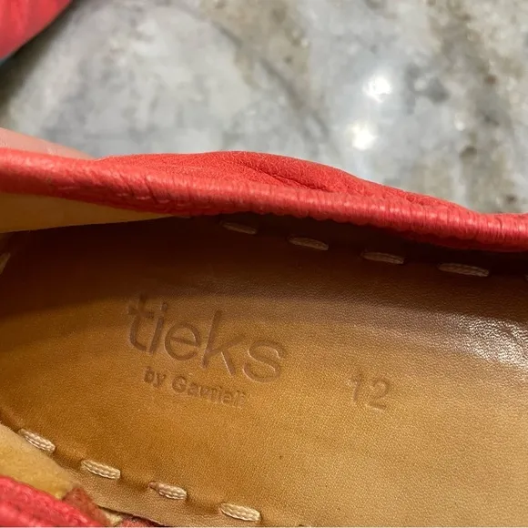 RARE Tieks Poppy Orange Coral Leather Ballet Flats Shoes Women’s 12