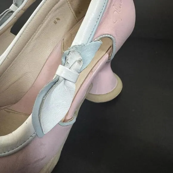 RaRe VinTagE JOHN FLUEVOG MINI: BEBE SHOES 8 8.5 w BOWS OPEN TOE HEELS PUMPS