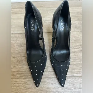 RAYE Black and White Studded Heels