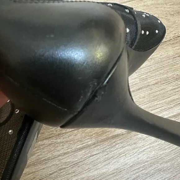 RAYE Black and White Studded Heels