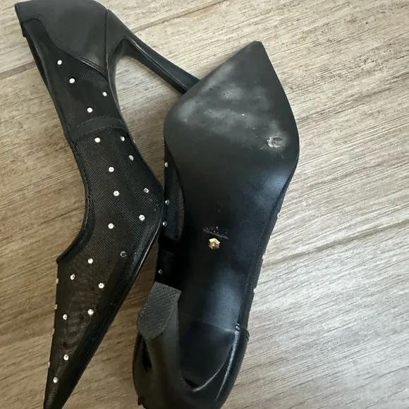 RAYE Black and White Studded Heels