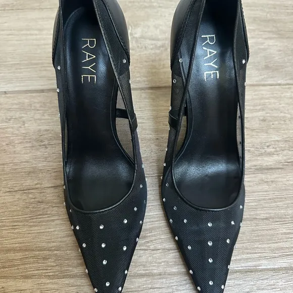 RAYE Black and White Studded Heels