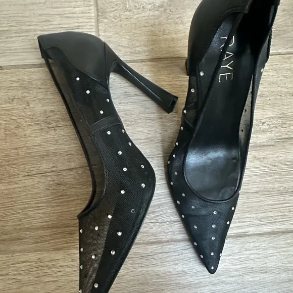 RAYE Black and White Studded Heels