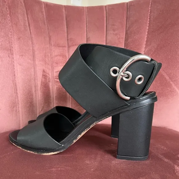 Rebecca Minkoff Womens Valaree Block Heel Strappy Sandals Black‎ Leather Size 9