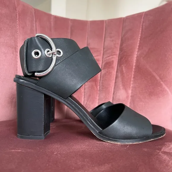 Rebecca Minkoff Womens Valaree Block Heel Strappy Sandals Black‎ Leather Size 9