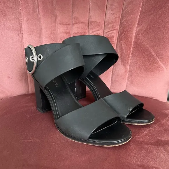 Rebecca Minkoff Womens Valaree Block Heel Strappy Sandals Black‎ Leather Size 9