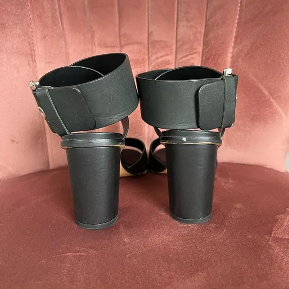 Rebecca Minkoff Womens Valaree Block Heel Strappy Sandals Black‎ Leather Size 9