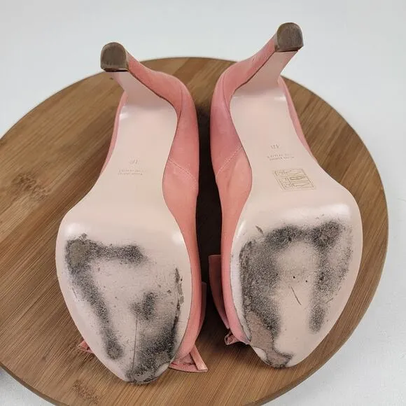 Red Valentino Pink Bow with Studded Peep Toe Heels Womens Size EU 38 US 7.5