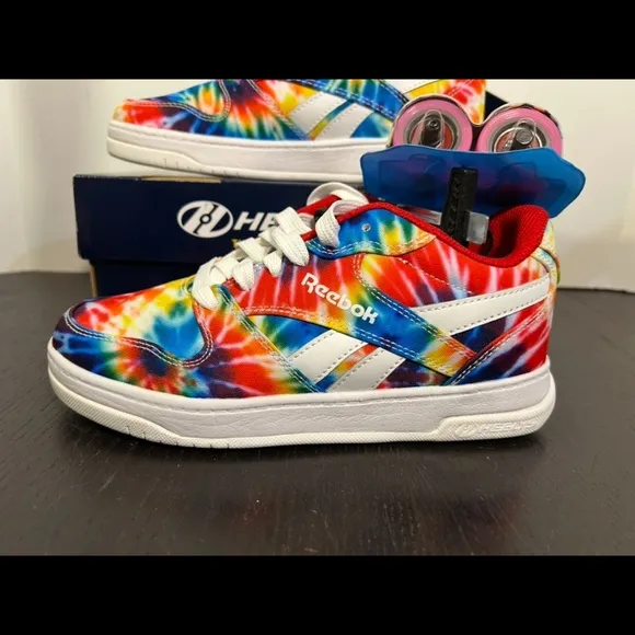 Reebock x Heelys Wheeled Shoes Rainbow Tie Dye Unisex Youth Size 5