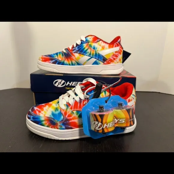 Reebock x Heelys Wheeled Shoes Rainbow Tie Dye Unisex Youth Size 5