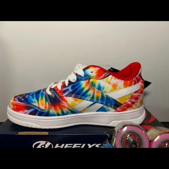 Reebock x Heelys Wheeled Shoes Rainbow Tie Dye Unisex Youth Size 5