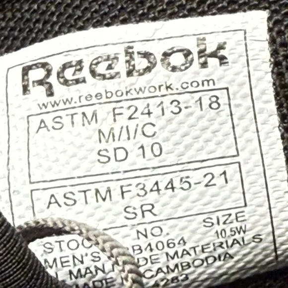 Reebok Safety Shoes‎ Men Size 10.5 W Black Flexagon 3.0 Work Shoes Memory Foam