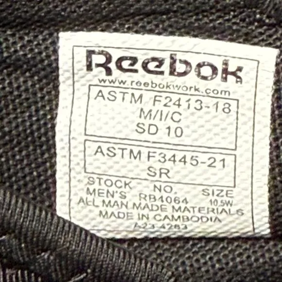 Reebok Safety Shoes‎ Men Size 10.5 W Black Flexagon 3.0 Work Shoes Memory Foam