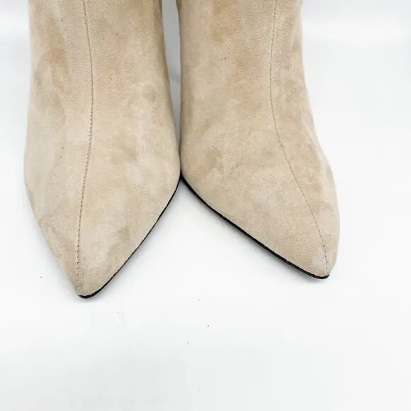 Reiss Women's Ashton Suede Heeled Ankle Boots Biscuit Size 9