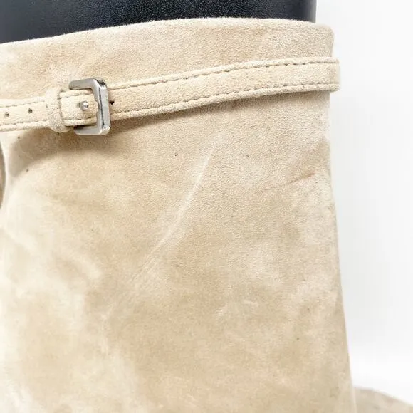 Reiss Women's Ashton Suede Heeled Ankle Boots Biscuit Size 9