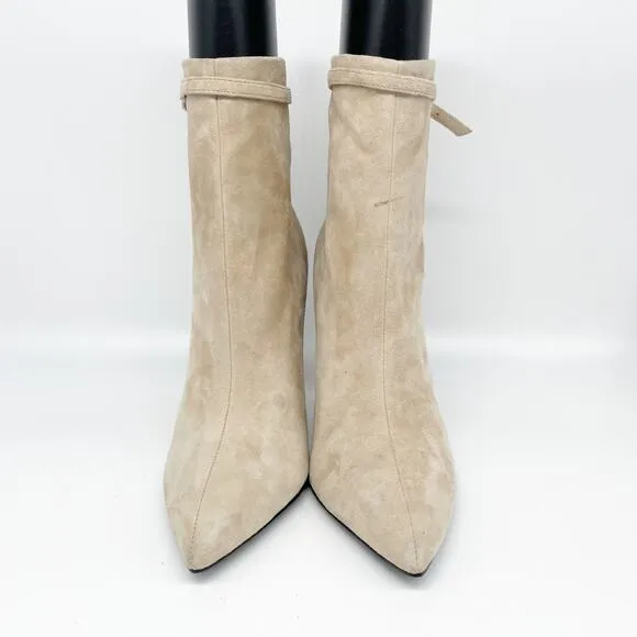 Reiss Women's Ashton Suede Heeled Ankle Boots Biscuit Size 9