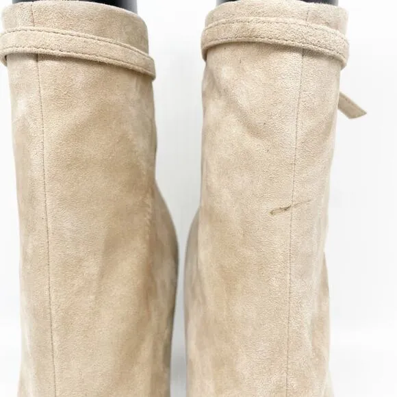 Reiss Women's Ashton Suede Heeled Ankle Boots Biscuit Size 9
