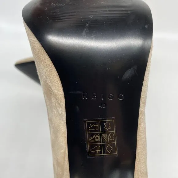 Reiss Women's Ashton Suede Heeled Ankle Boots Biscuit Size 9
