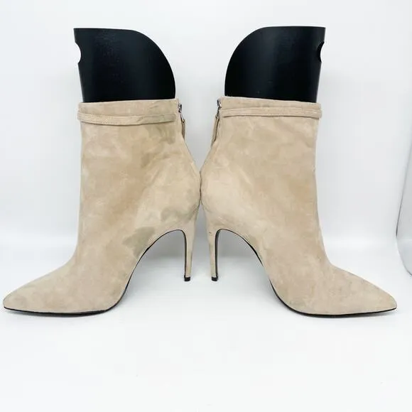 Reiss Women's Ashton Suede Heeled Ankle Boots Biscuit Size 9