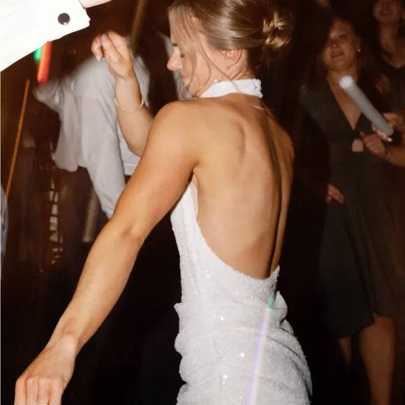 REVOLVE Amanda Uprichard Samba Gown in White Sequin