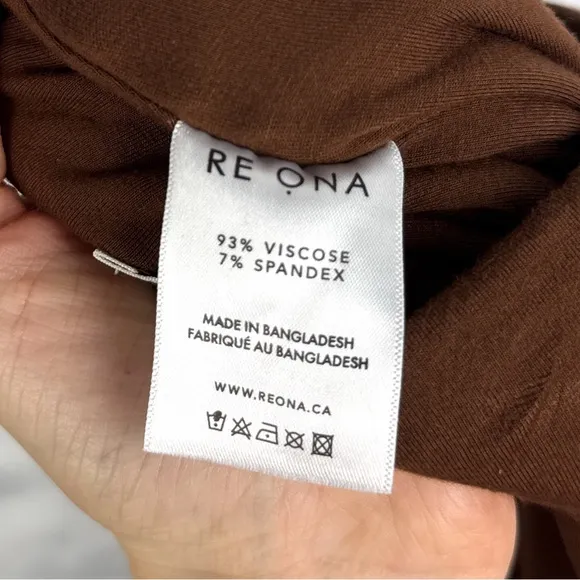 Revolve Re Ona Side Split Bodycon Midi Skirt High Waisted Stretch Knit Chocolate