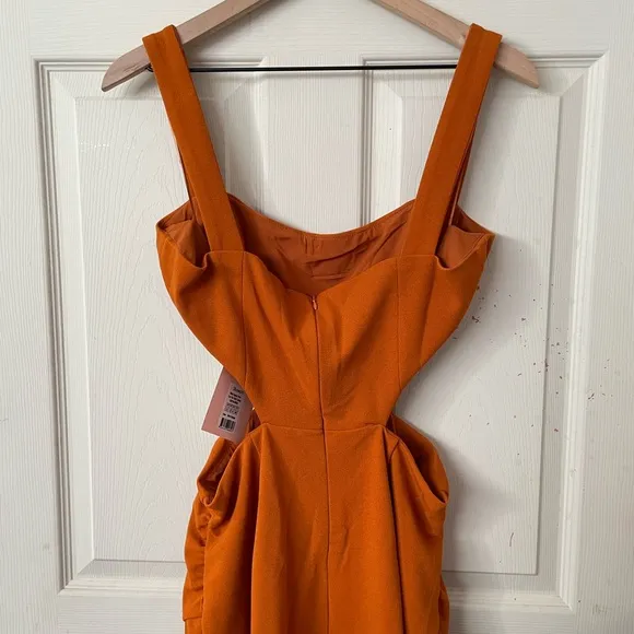 Revolve showpo  MILAH MIDI DRESS - SQUARE NECK CUT OUT DRESS ORANGE