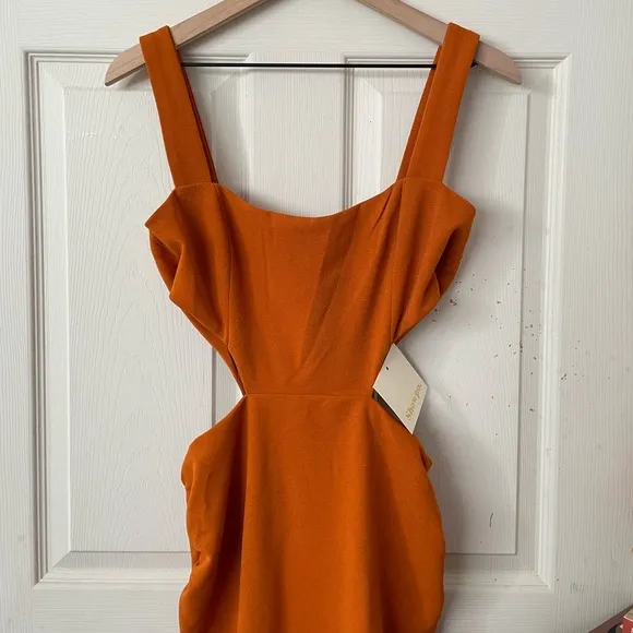 Revolve showpo  MILAH MIDI DRESS - SQUARE NECK CUT OUT DRESS ORANGE