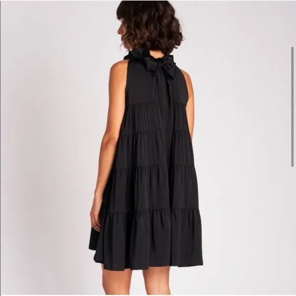 Rhode Resort Billy tiered high neck mini dress black