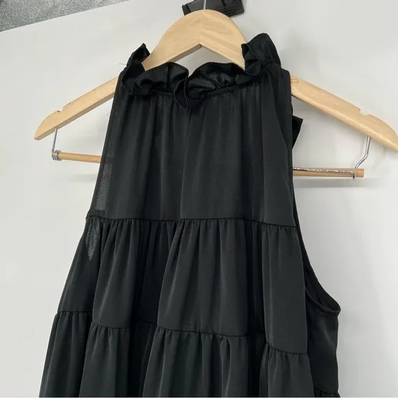 Rhode Resort Billy tiered high neck mini dress black