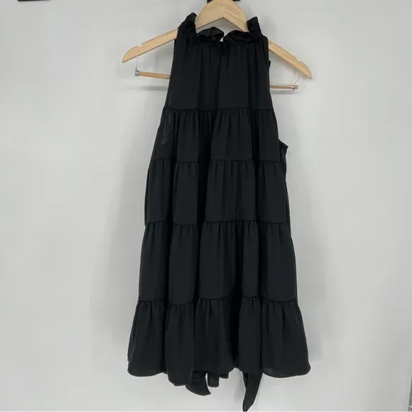 Rhode Resort Billy tiered high neck mini dress black