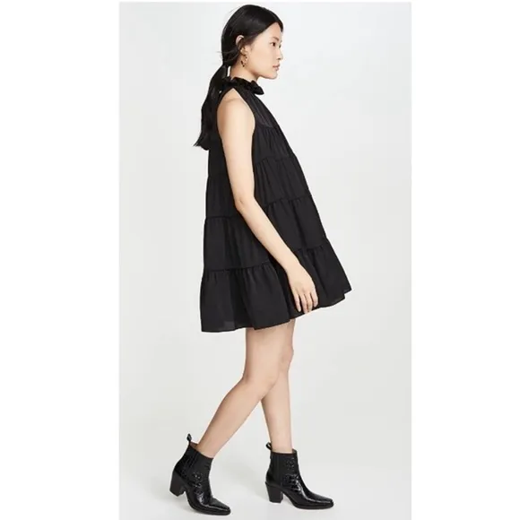 Rhode Resort Billy tiered high neck mini dress black