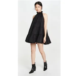 Rhode Resort Billy tiered high neck mini dress black