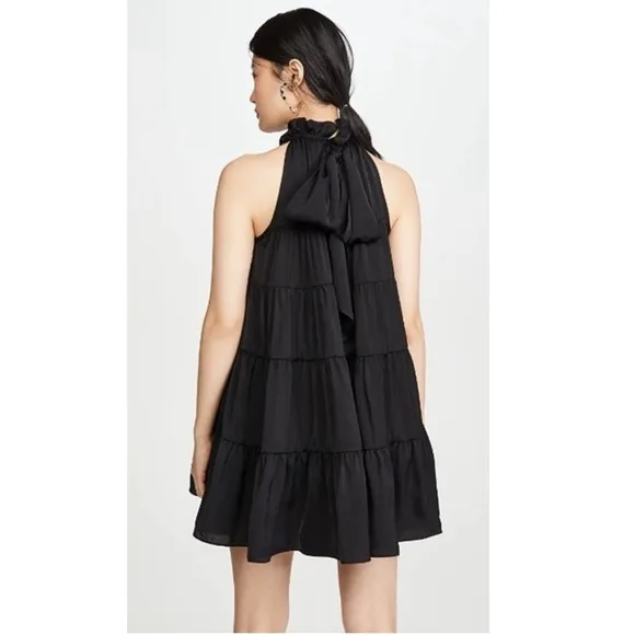 Rhode Resort Billy tiered high neck mini dress black
