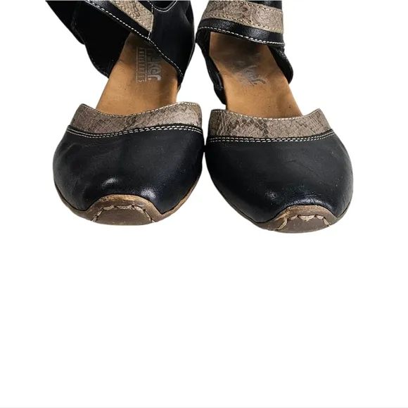 Rieker Mirjam 80 Cristallino Black Snakeskin Print Leather Mary Jane Shoes 8/39