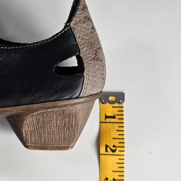 Rieker Mirjam 80 Cristallino Black Snakeskin Print Leather Mary Jane Shoes 8/39