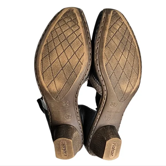 Rieker Mirjam 80 Cristallino Black Snakeskin Print Leather Mary Jane Shoes 8/39
