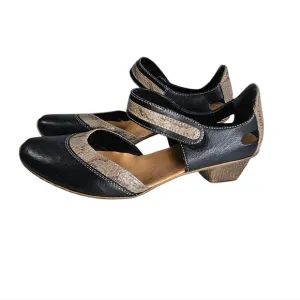Rieker Mirjam 80 Cristallino Black Snakeskin Print Leather Mary Jane Shoes 8/39