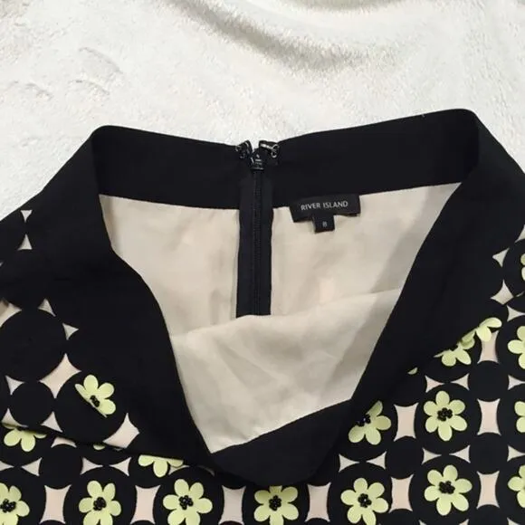 River Island Beaded Flower Midi Skirt | Sz 4