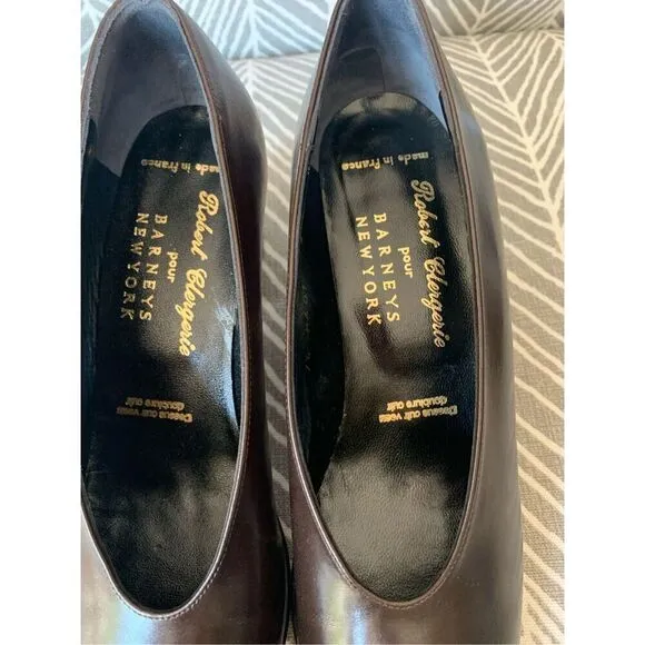 Robert Clergerie BARNEYS VINTAGE Brown Leather Heels Pumps Shoes sz 7.5 AA