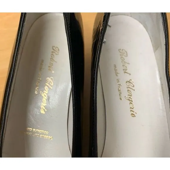 Robert Clergerie BARNEYS VINTAGE Black Patent Leather Heels Pumps Shoes 7.5 AA