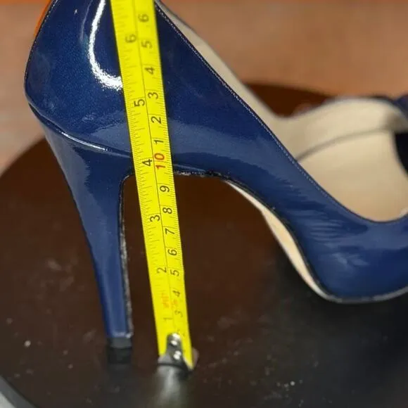 Rodo Blue Patent Leather Bow Stiletto Heel Vintage Size 6 EU 36