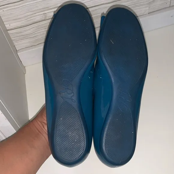 ROGER VIVIEN PARIS  Patent Leather Gommette Ballerina Flats Turquoise 38.5/8.5