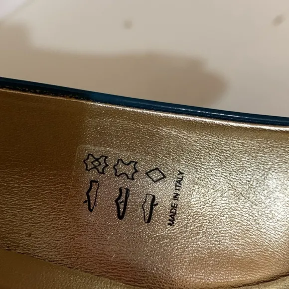 ROGER VIVIEN PARIS  Patent Leather Gommette Ballerina Flats Turquoise 38.5/8.5