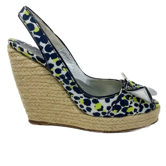 Roger Vivier Cordella Espadrille Wedge Slingback Sandals size 38 / US7-7.5