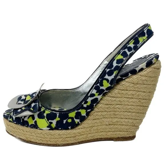 Roger Vivier Cordella Espadrille Wedge Slingback Sandals size 38 / US7-7.5